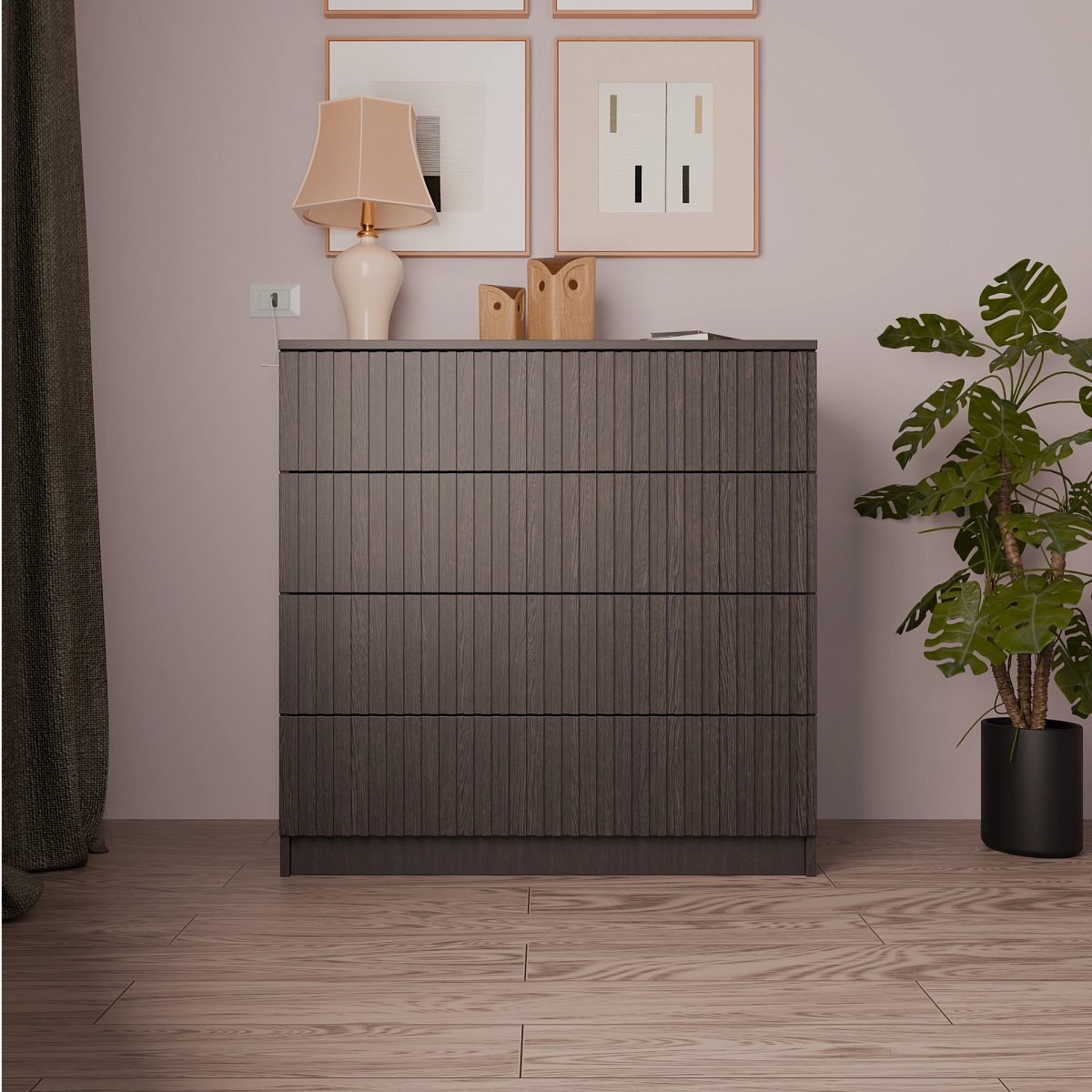 Комод Оберон с рифлеными фасадами Аруба Венге